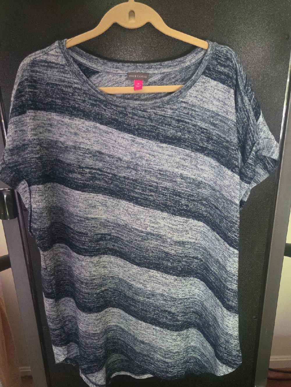 Women's Vince Camuto Short Sleeve Heathered Stripe Tee in Blue